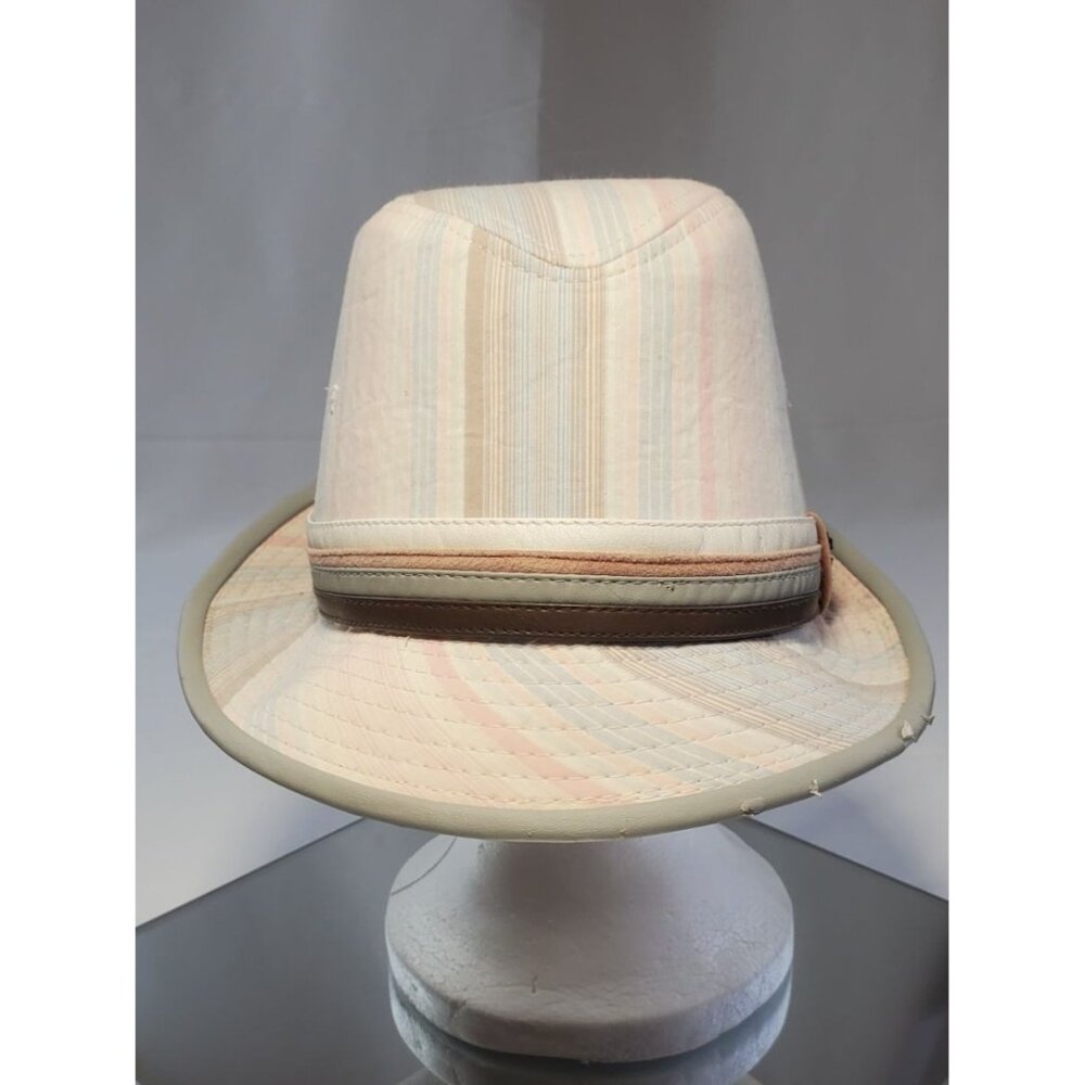 Vintage Stacy Adams Hat Cap Men's Size L White 1875 Multicolor Stripes